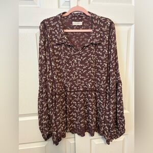 Lucky Brand Brown Floral Blouse